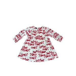 Baby Gap Toddler Girls Red & White Horse Print Long Sleeve Cotton Dress Size 2T